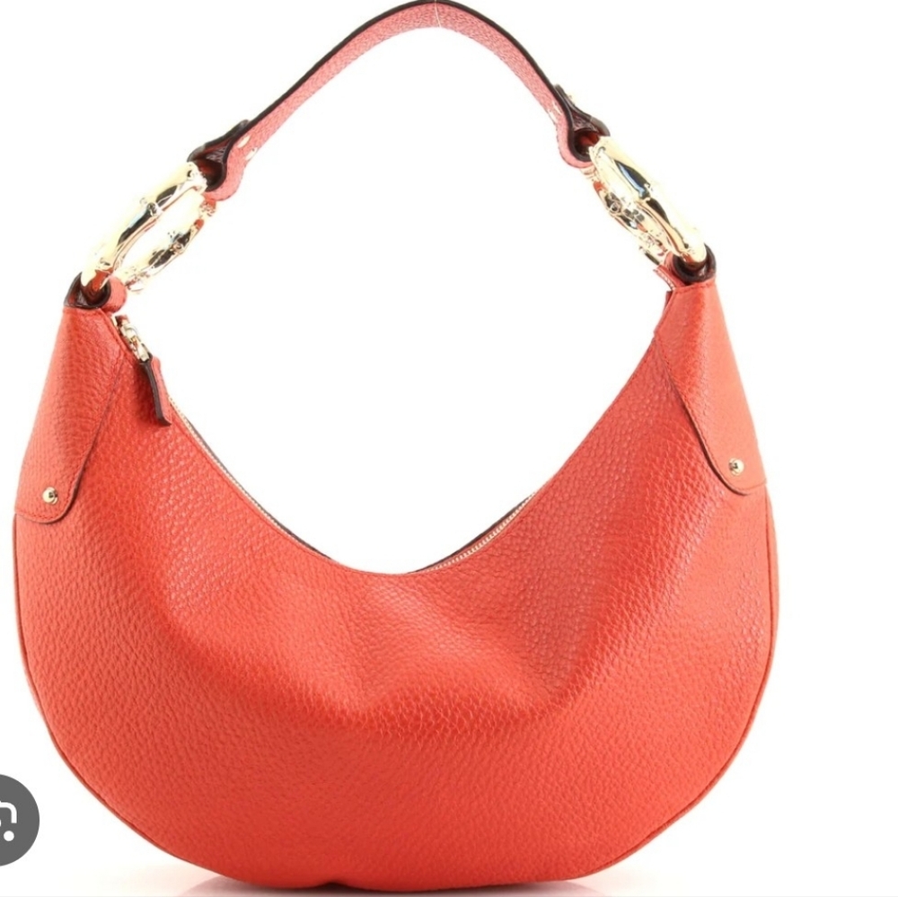 Gucci Vintage Bamboo Leather Orange/Red Hobo Bag